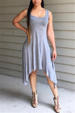 Sexy Fashion Gray Sleeveless Irregular Dress