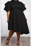 Fashion Sexy Striped Plus Size Black Dress