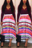 Fashion Sexy Striped Print Letters Skirt (Without Top)