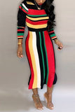 Printed Sexy Long Sleeved Full Body Positioning Multicolor Dress