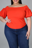 Fashion Casual Solid Off the Shoulder Plus Size Tops