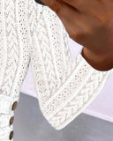 Eyelet Embroidery Ruched Overlap Top