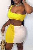 Sexy Solid Backless Asymmetrical One Shoulder Sleeveless Two Pieces