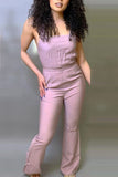 Casual Fashion Slip Pink Jumpsuit