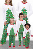 Parent-Child Wear Christmas Tree Print Mom White Two Piece Suit