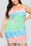 Sexy Printed Plus Size Multicolor Strap Dress