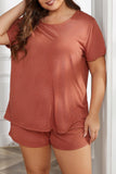 Casual Living Solid Basic O Neck Plus Size Two Pieces