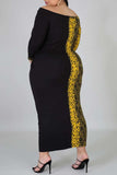 Fashion Plus Size Leopard Print Yellow And Black Dress