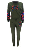 adult Fashion Casual Camouflage Patchwork Embroidery Letter Two Pieces