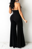 Fashion Sexy Hollowed Out Backless Halter Regular Jumpsuits