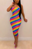 Sexy Fashion Print Colorful Off Shoulder Dress