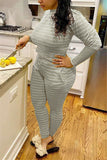 Casual Living Long Sleeve O Neck Regular Sleeve Regular Striped Print Two Pieces