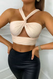Fashion Sexy Solid Backless Strapless Tops
