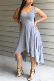 Sexy Fashion Gray Sleeveless Irregular Dress