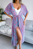 Casual Print Bandage Split Joint Swimwears Cover Up