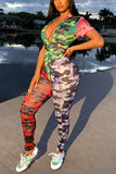 Sexy Camouflage Print Stitching Multicolor Jumpsuit
