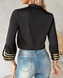 Contrast Sequin Buttoned Long Sleeve Top
