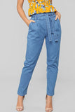 Casual Lace-up Blue Denim Jeans