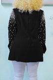 Casual Daily Solid Patchwork Beading Turn-back Collar Outerwear