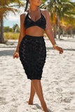 Sexy Patchwork Black Lace Two-piece Skirt Set