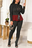 Fashion Casual Long Sleeve O Neck Regular Sleeve Regular Patchwork Two Pieces