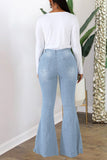 Fashion Casual Solid Ripped High Waist Regular Jeans