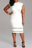 Casual Elegant Solid Split Joint O Neck One Step Skirt Plus Size Dresses