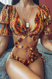 Nylon Two Piece Suits crop top Print bandage Patchwork Fashion adult Sexy Tankinis Set