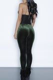 Fashion Sexy Solid Hollowed Out Regular Mid Waist Trousers