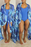 Sexy Fashion Printed Blue Swimsuit Set