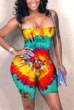 Sexy Fashion Tie-dyed Coloured drawing bandage Polyester Sleeveless Wrapped  Rompers