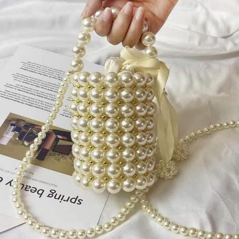 Casual Daily Patchwork Pearl Weave Bags