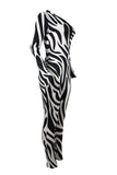 Polyester Elastic Fly Long Sleeve Mid Print Zippered Skinny Pants  Jumpsuits & Rompers