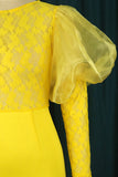 Elegant Solid Patchwork See-through O Neck Evening Dress Plus Size Dresses