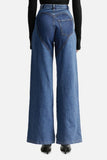 Casual Patchwork Hollowed Out Contrast High Waist Straight Denim Jeans