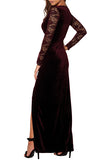 Elegant Side Slit Wine Red  Ankle Length Dress