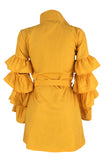 Sweet  Layered  Flounce Yellow Blending Mini Dress