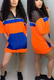 Casual Cap Sleeve Half Sleeves Mandarin Collar A-Line skirt Patchwork Casual Dresses