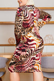 Fashion Leopard Print Multicolor Plus Size Dress