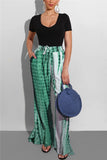 Fashion Casual Printed Green Loose Trousers