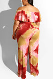 Fashion Off Shoulder Multicolor Print Dress