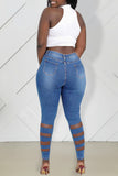 Fashion Sexy Solid Ripped High Waist Skinny Denim Jeans