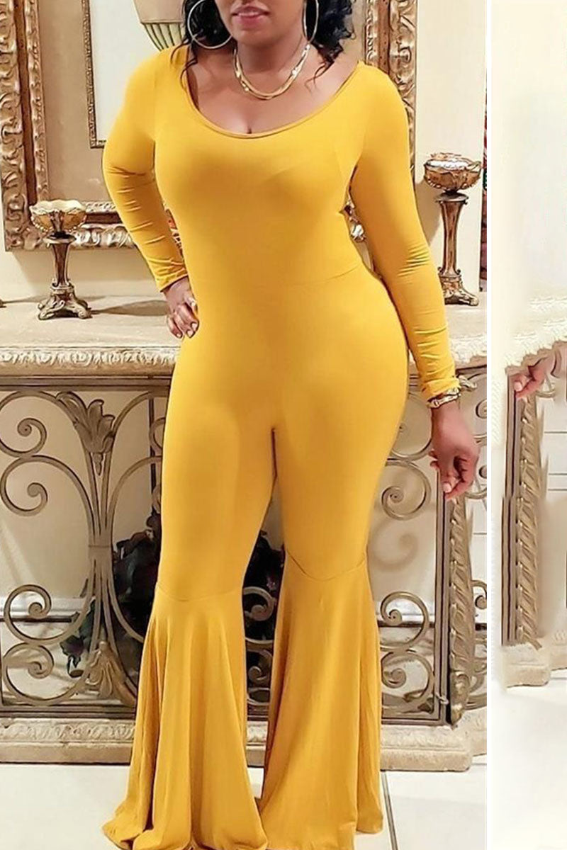 Sexy Solid Split Joint Off the Shoulder Skinny Jumpsuits