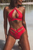 Sexy Fashion Red Hollow Swimsuit Set