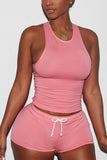 Fashion Casual Sleeveless Pink Sports Set