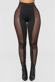 Fashion Sexy Casual Solid Split Joint See-through Skinny High Waist Pencil Trousers