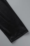 Casual Print Patchwork Zipper Collar Skinny Jumpsuits
