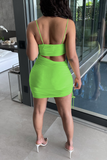Sexy Solid Hollowed Out Spaghetti Strap Pencil Skirt Dresses