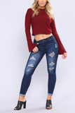Fashion Casual Ripped Dark Blue Jeans