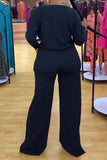 Casual Daily Living Plain Slit Pants Long Sleeve Two Pieces